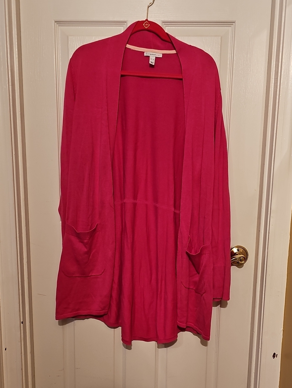Isaac Mizrahi Bright Pink Open-Front Women's Cardigan